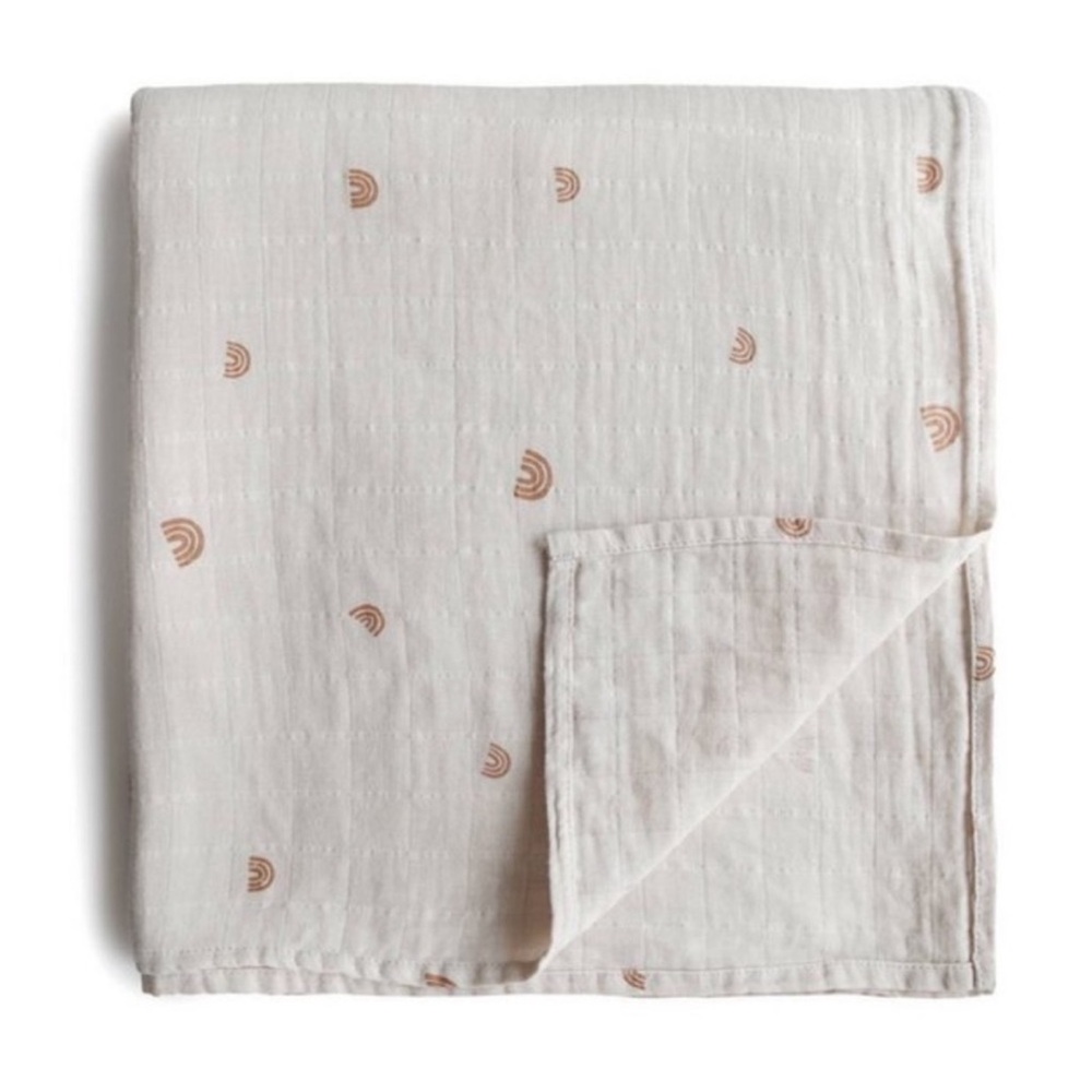 Mushie Organic Cotton Rainbow Swaddle